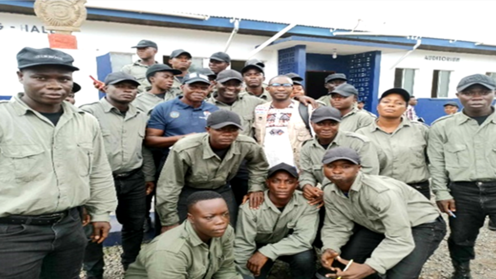 In the Photo below, is the Executive Director of LAPS (Mr. Seidu Swaray with glasses on) posed in a photograph with a cross section of the Police Class.