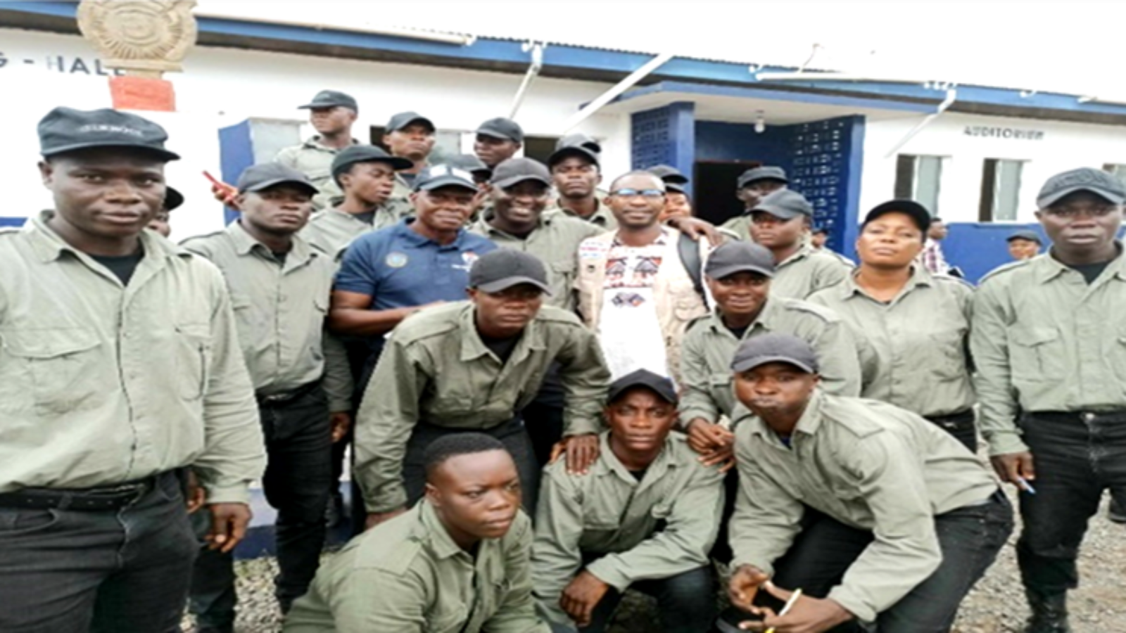 In the Photo below, is the Executive Director of LAPS (Mr. Seidu Swaray with glasses on) posed in a photograph with a cross section of the Police Class.